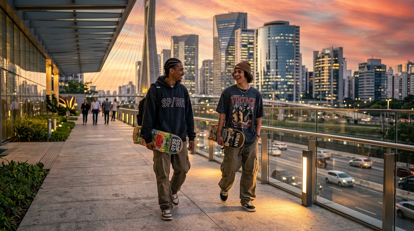 Skatistas ao pôr do sol